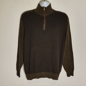 Tricots St Raphael Herringbone Chevron Quarter-Zip Sweater size XLarge